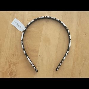 NWT J. Crew genuine cow/calf hair leopard print hairband headband white real fur